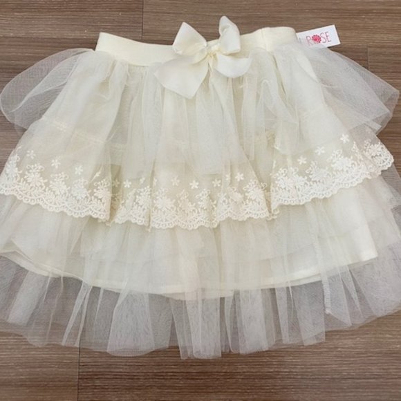 MAE LI ROSE GIRLS DECORATIVE LACE TULLE SKIRT - Picture 1 of 3